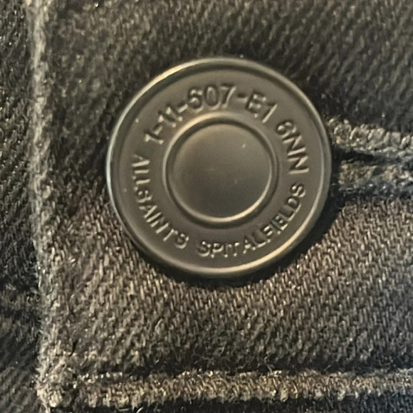 ALL Saints Damaged Cigarette Skinny  black Jeans size 32/31 - Picture 6 of 12